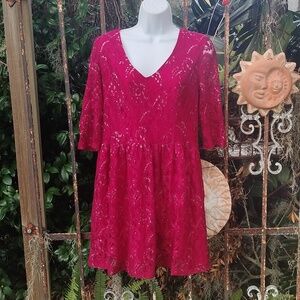 Kenzie Red Lace Dress juniors Large
